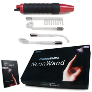 Neon Wand Electrosex Kit - Red and Black Handle Red Electrode