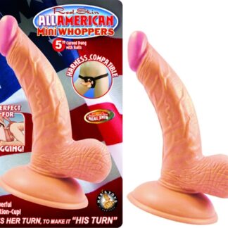 All American Mini Whoppers 5-Inch Curved Dong With Balls-Flesh
