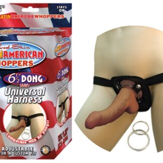 All American Whoppers 6.5-Inch-Dong With Universal Harness Latin