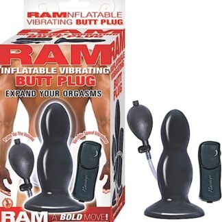 Ram Inflatable Vibrating Butt Plug - Black
