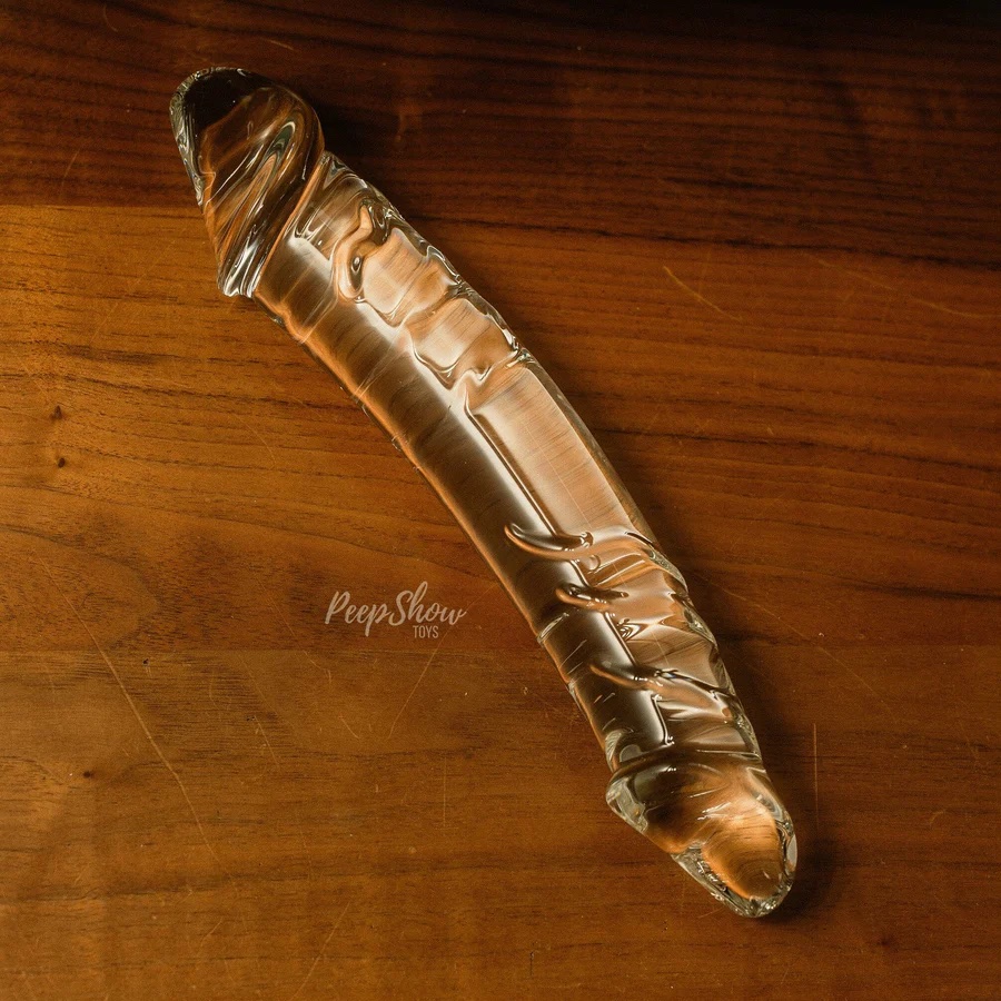 10.5 Inch Girthy Realistic Glass Double Dong - Clear - Image 2