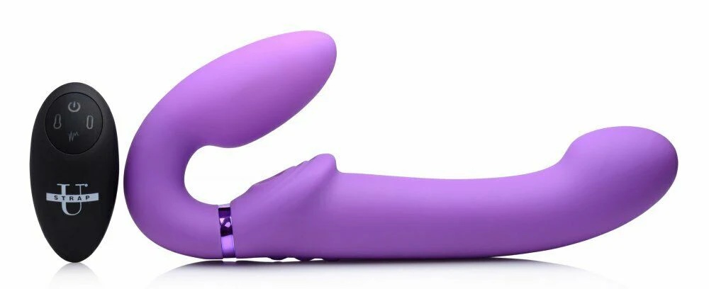 10x Ergo- Fit G-Pulse Inflatable and Vibrating Strapless Strap- on - Purple - Image 3