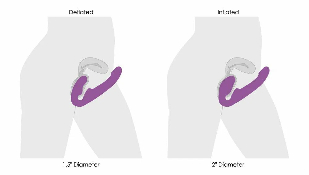 10x Ergo- Fit G-Pulse Inflatable and Vibrating Strapless Strap- on - Purple - Image 4