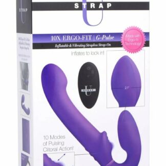 10x Ergo- Fit G-Pulse Inflatable and Vibrating Strapless Strap- on - Purple