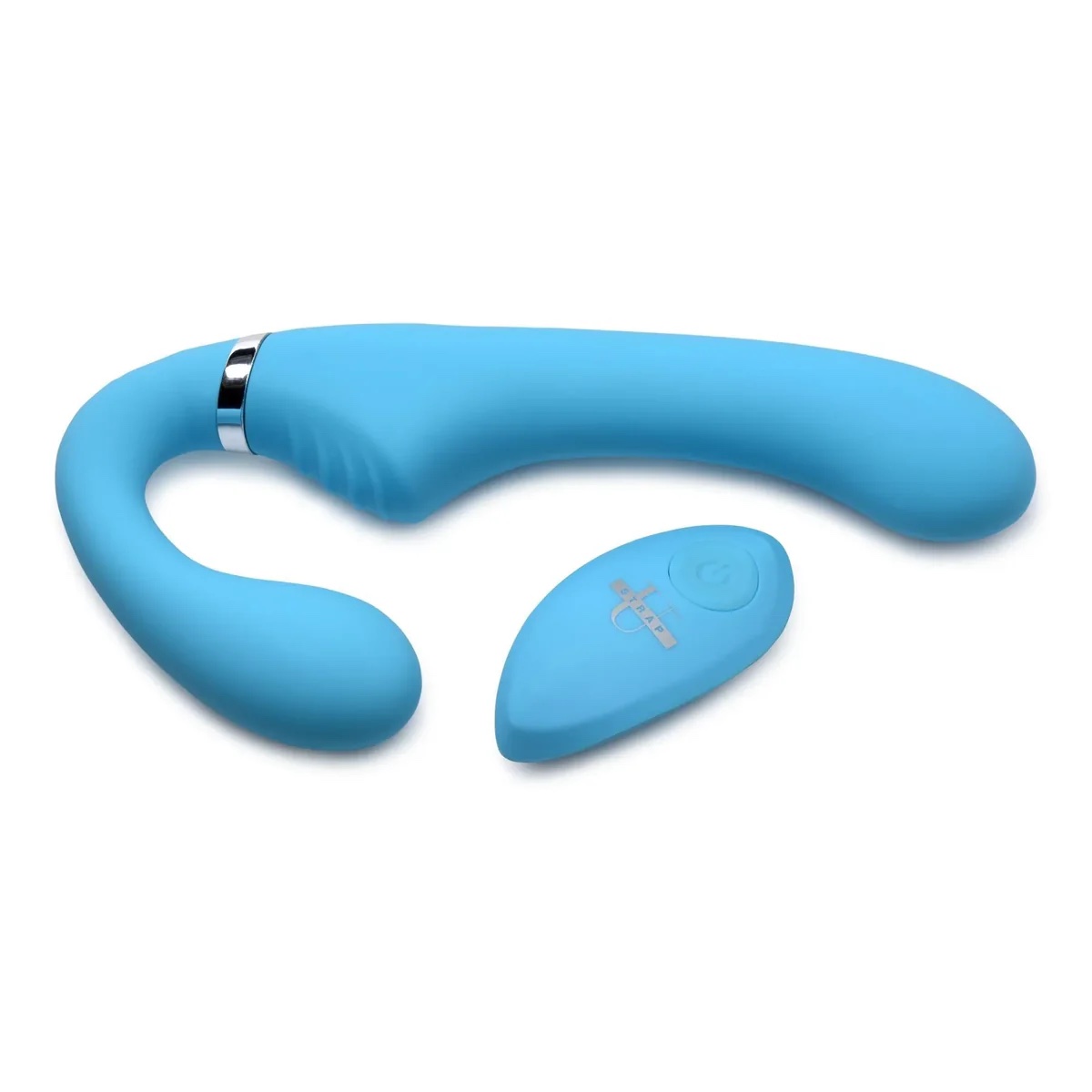 10x Mighty Rider Vibrating Strapless Strap-on - Blue - Image 2