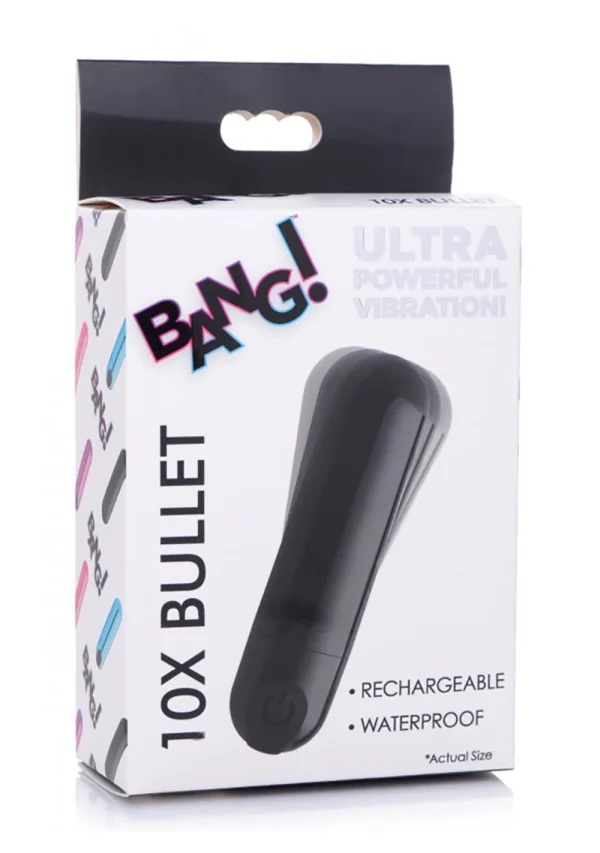 10x Rechargeable Vibrating Metallic Bullet - Black