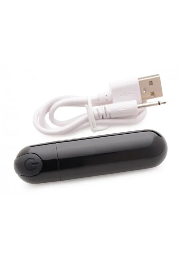 10x Rechargeable Vibrating Metallic Bullet - Black - Image 3
