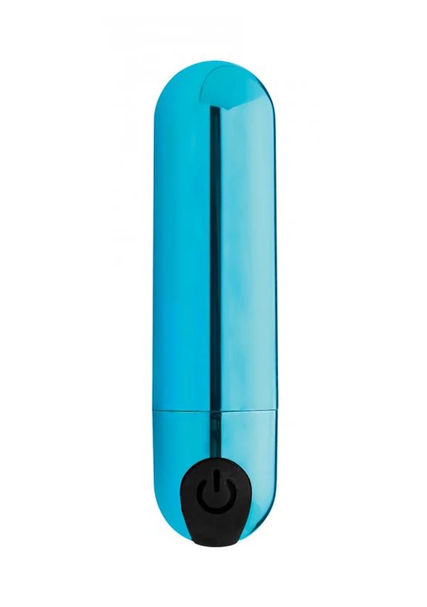 10x Rechargeable Vibrating Metallic Bullet - Blue - Image 2