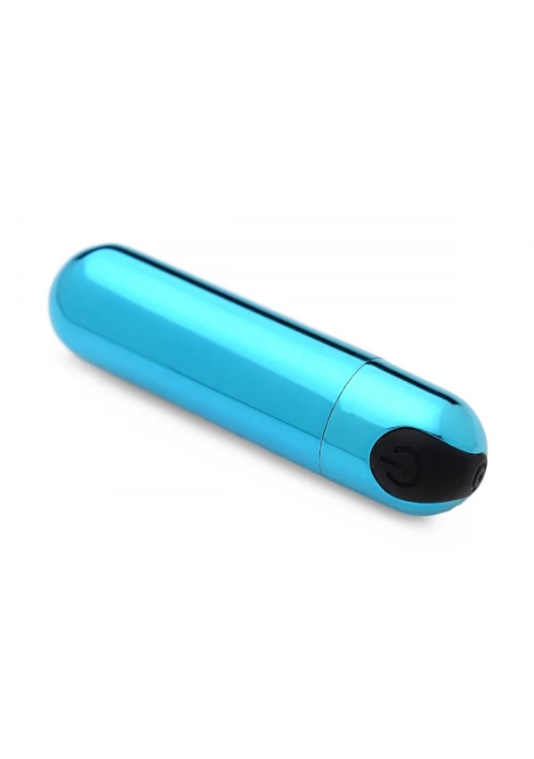 10x Rechargeable Vibrating Metallic Bullet - Blue - Image 3