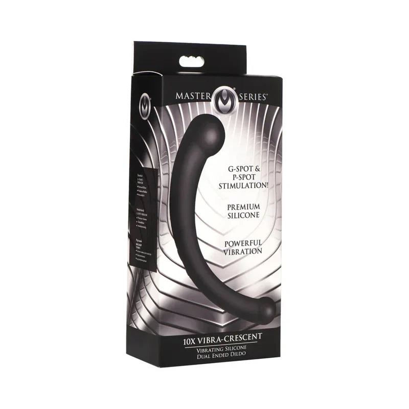 10x Vibra-Crescent Silicone Dual Ended Dildo - Black