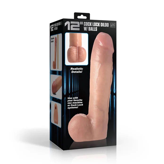 12" Cock Lock Dildo With Balls - Light - Image 4