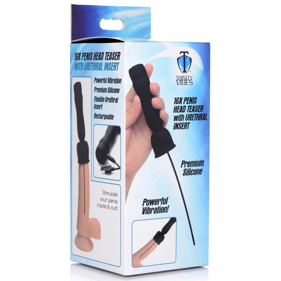 16x Penis Head Teaser With Urethral Sound - Black - Image 2