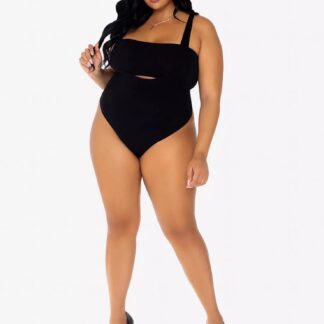 2 Pc Bandeau and Suspender Bodysuit - 1x/2x - Black