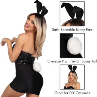 2 Pc Bunny Kit, Includes Pin-on Tail and Headband - Black