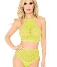 2 Pc Crop Top & Panty - Neon Yellow - M/l