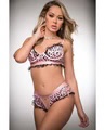 2 Pc Silky Cheekini Panty and Bra Top - One Size - - Leopard Baby Pink