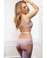 2 Pc Sumptuous Cutout and Strappy Garter Teddy With Stockings - One Size - Tropical Lavender - Image 2