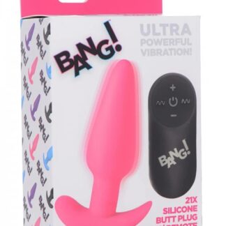 21x Silicone Butt Plug With Remote - Pink