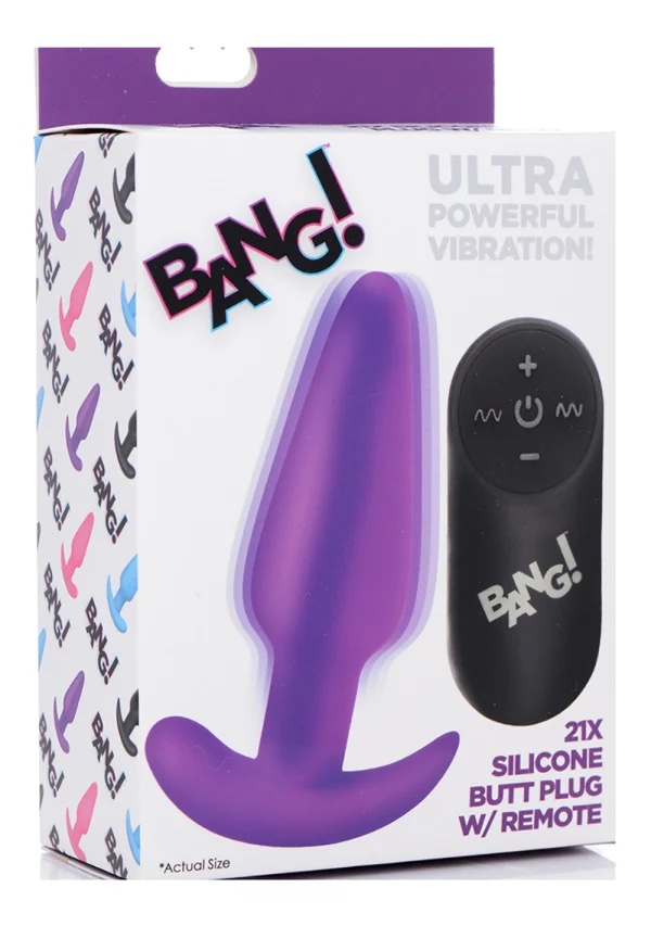 21x Silicone Butt Plug With Remote - Purple