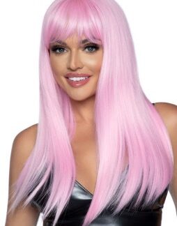 24 Inch Long Straight Bang Wig Pink