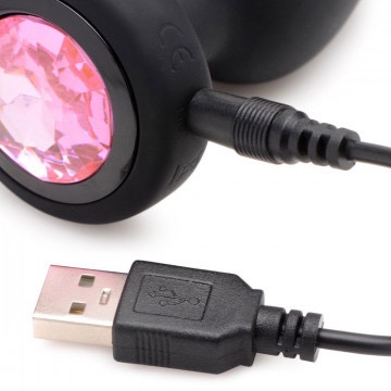 28x Silicone Vibrating Pink Gem Anal Plug With Remote - Small - Image 4