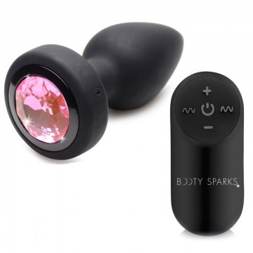 28x Silicone Vibrating Pink Gem Anal Plug With Remote - Small - Image 2