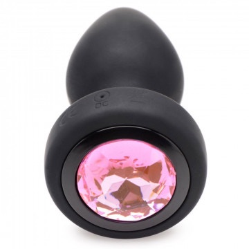 28x Silicone Vibrating Pink Gem Anal Plug With Remote - Small - Image 3