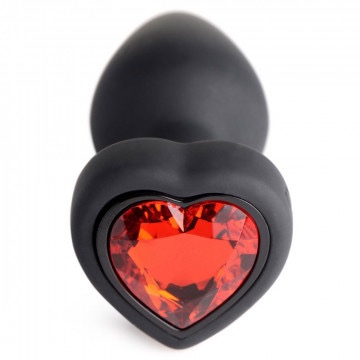 28x Silicone Vibrating Red Heart Anal Plug With Remote - Small - Image 4