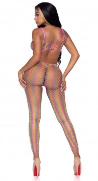 Rainbow Net Footless Bodystocking - One Size - Multicolor - Image 5