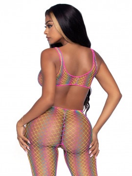 Rainbow Net Footless Bodystocking - One Size - Multicolor - Image 4