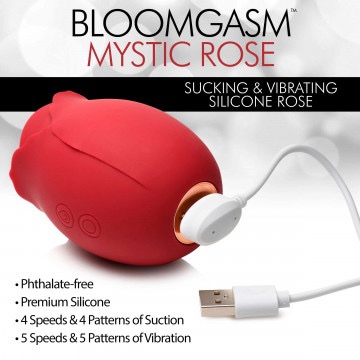 Mystic Rose Sucking and Vibrating Silicone Rose - Red - Image 2