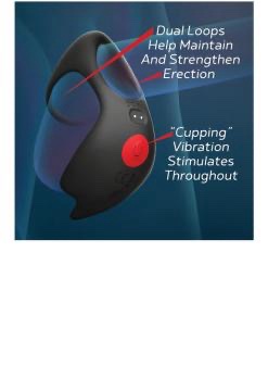 Red Dot Vibrating Cock Ring V3 With Remote - Black/red - Image 2