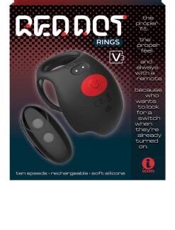 Red Dot Vibrating Cock Ring V3 With Remote - Black/red