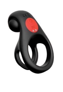 Red Dot Vibrating Cock Ring V2 With Remote - Black/red - Image 3