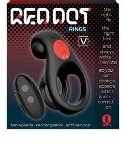 Red Dot Vibrating Cock Ring V2 With Remote - Black/red