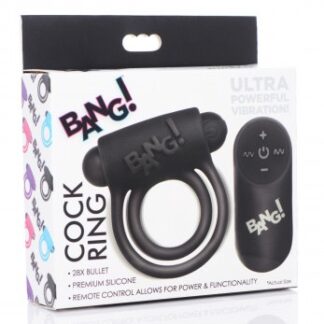 Bang - Silicone Cock Ring and Bullet With Remote Control - Black