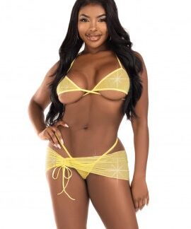 3 Pc Rhinestone Mesh Set - Small/medium - Baby Yellow